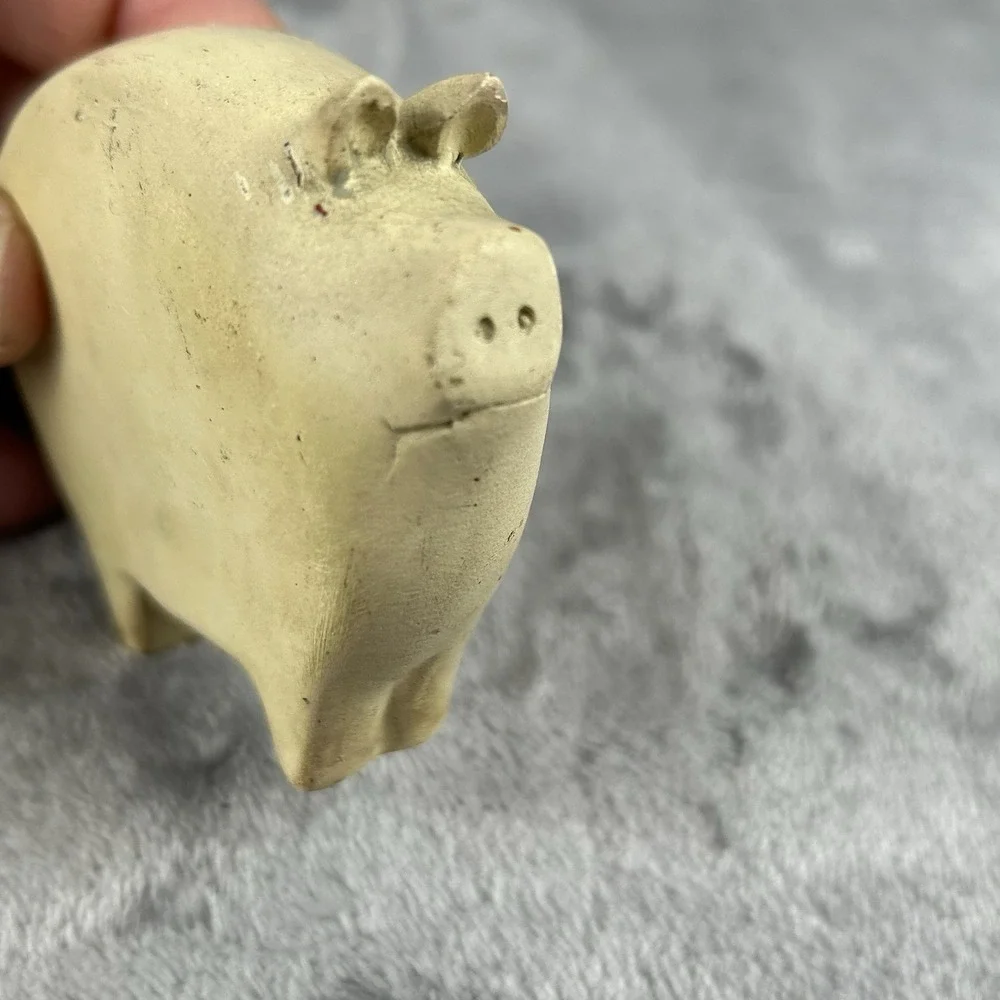 Primitive Farm Animals Set Of 3 Decorative Figures Pig Sheep & Cow